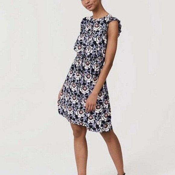 LOFT Dresses & Skirts - Ann Taylor Loft Floral Ruffle Cap Sleeve Dress